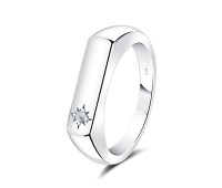 Plain Shape with CZ Stone Silver Ring NSR-4038